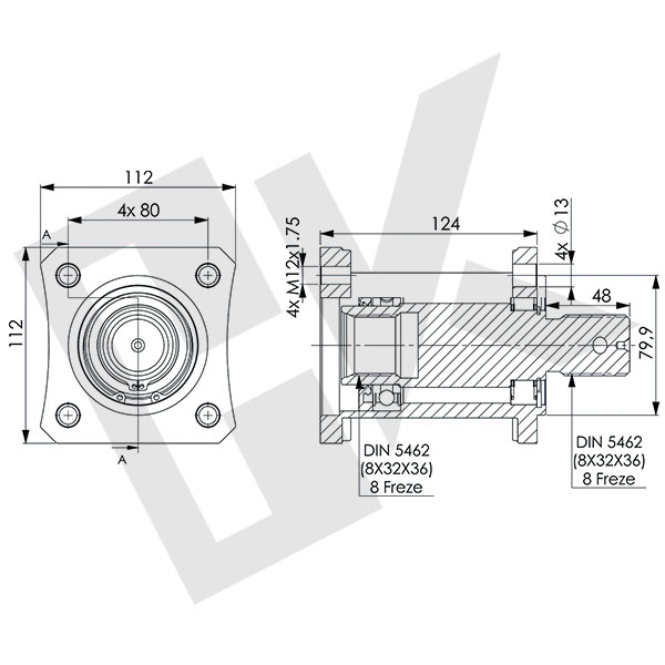 4X4 Adapter with Bearing (Long)