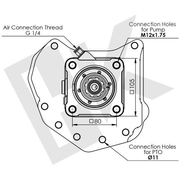 MERCEDES ACTROS B Type Single Gear PTO Pneumatic ISO Short (OR)